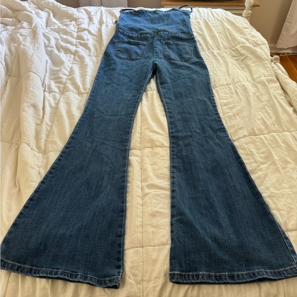 Bell Bottom Jean Overalls Criss Cross Back - Picture 3 of 5